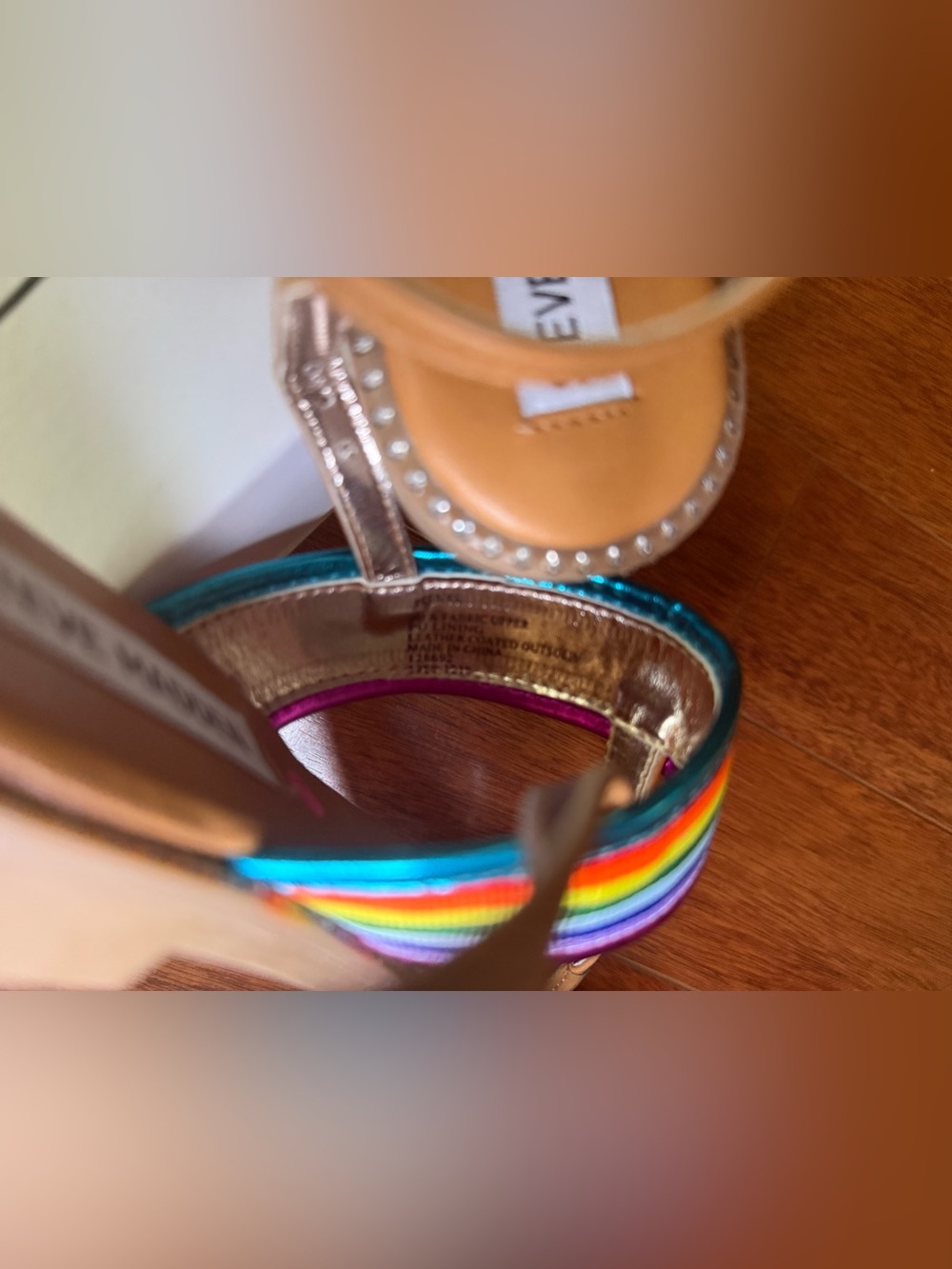 Steve Madden Multicolor Metallic Strap Sandals - Tan Footbed - Picture 4 of 4